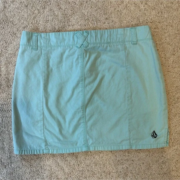 Volcom Stone Boardwear mini skirt  Sz 3 Aqua Blue with 14" Length Skate Surf - Picture 2 of 9